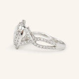 Akin to Embrace Oval Moissanite and Diamond Engagement Ring