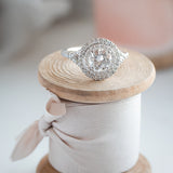Akin to Crossing Paths Round Moissanite and Diamond Engagement Ring