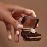 Akin to Crossing Paths Round Moissanite and Diamond Engagement Ring