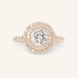 Akin to Love Round Moissanite and Diamond Engagement Ring