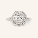 Akin to Love Round Moissanite and Diamond Engagement Ring
