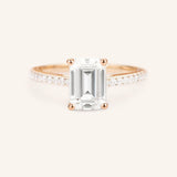 Morning Rose Emerald Cut Moissanite Diamond Engagement Ring