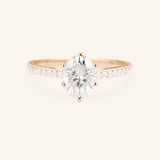 Wedding Arbor Oval Moissanite 6-Prong Solitaire Diamond Accented Cathedral Engagement Ring