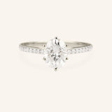 Wedding Arbor Oval Moissanite 6-Prong Solitaire Diamond Accented Cathedral Engagement Ring