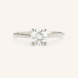 Morning Rose Round Moissanite Cathedral Engagement Ring