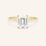 Morning Rose Emerald Cut Moissanite Diamond Engagement Ring
