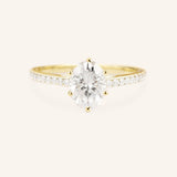 Wedding Arbor Oval Moissanite 6-Prong Solitaire Diamond Accented Cathedral Engagement Ring