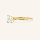 Morning Rose Round Moissanite Cathedral Engagement Ring