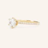 Wedding Arbor Round Moissanite 6-Prong Solitaire Diamond Accented Cathedral Engagement Ring