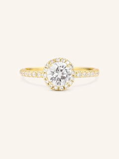 Brocade Halo Round Moissanite Engagement Ring