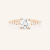 Moonlight Sky Round Moissanite and Diamond Half Eternity Engagement Ring