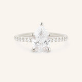 Moonlight Sky Pear Cut Moissanite Diamond Half Eternity Engagement Ring