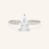Moonlight Sky Pear Cut Moissanite Diamond Accent Engagement Ring