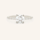 Moonlight Sky Round Moissanite and Diamond Half Eternity Engagement Ring