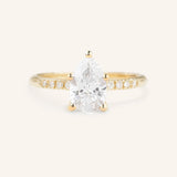 Moonlight Sky Pear Cut Moissanite Diamond Accent Engagement Ring