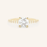 Moonlight Sky Round Moissanite and Diamond Half Eternity Engagement Ring