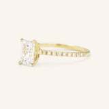 Moonlight Sky Emerald Cut Moissanite Diamond Half Eternity Engagement Ring