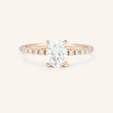 Moonlight Sky Oval Moissanite Diamond Half Eternity Engagement Ring