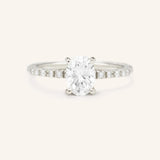 Moonlight Sky Oval Moissanite Diamond Half Eternity Engagement Ring