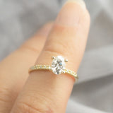 Moonlight Sky Oval Moissanite Diamond Accent Engagement Ring