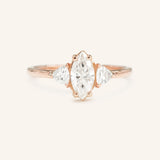 Summer Triangle Marquise Moissanite Three Stone Engagement Ring