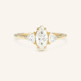 Summer Triangle Marquise Moissanite Three Stone Engagement Ring