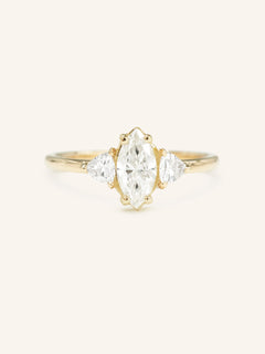 Summer Triangle Marquise Moissanite Three Stone Engagement Ring