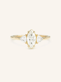 Summer Triangle Marquise Three Stone Engagement Ring