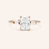 Stately Manor Radiant Cut Moissanite Tapered Baguette Three Stone Engagement Ring