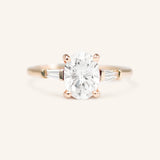 Stately Manor Oval Diamond Tapered Baguette Three Stone Engagement Ring
