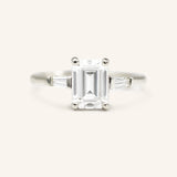Stately Manor Emerald Cut Diamond Tapered Baguette Three Stone Engagement Ring