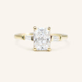Stately Manor Radiant Cut Moissanite Tapered Baguette Three Stone Engagement Ring