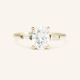 Stately Manor Oval Diamond Tapered Baguette Three Stone Engagement Ring
