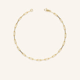 2.6mm Gold Paperclip-Style Chain Bracelet