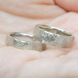 Ripple Water 4MM Hammered Flat Edge Wedding Band