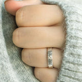 Ripple Water 4MM Hammered Flat Edge Wedding Band