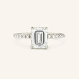 Hidden Halo Emerald Moissanite Engagement Ring