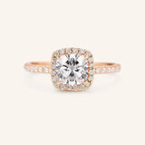 Brocade Halo Cushion Moissanite Engagement Ring