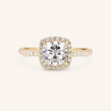 Brocade Halo Cushion Moissanite Engagement Ring