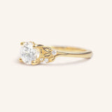 Floral Round Moissanite Diamond Engagement Ring