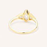 Caldwell Three Stone Bezel Marquise and Triangle Diamond Engagement Ring