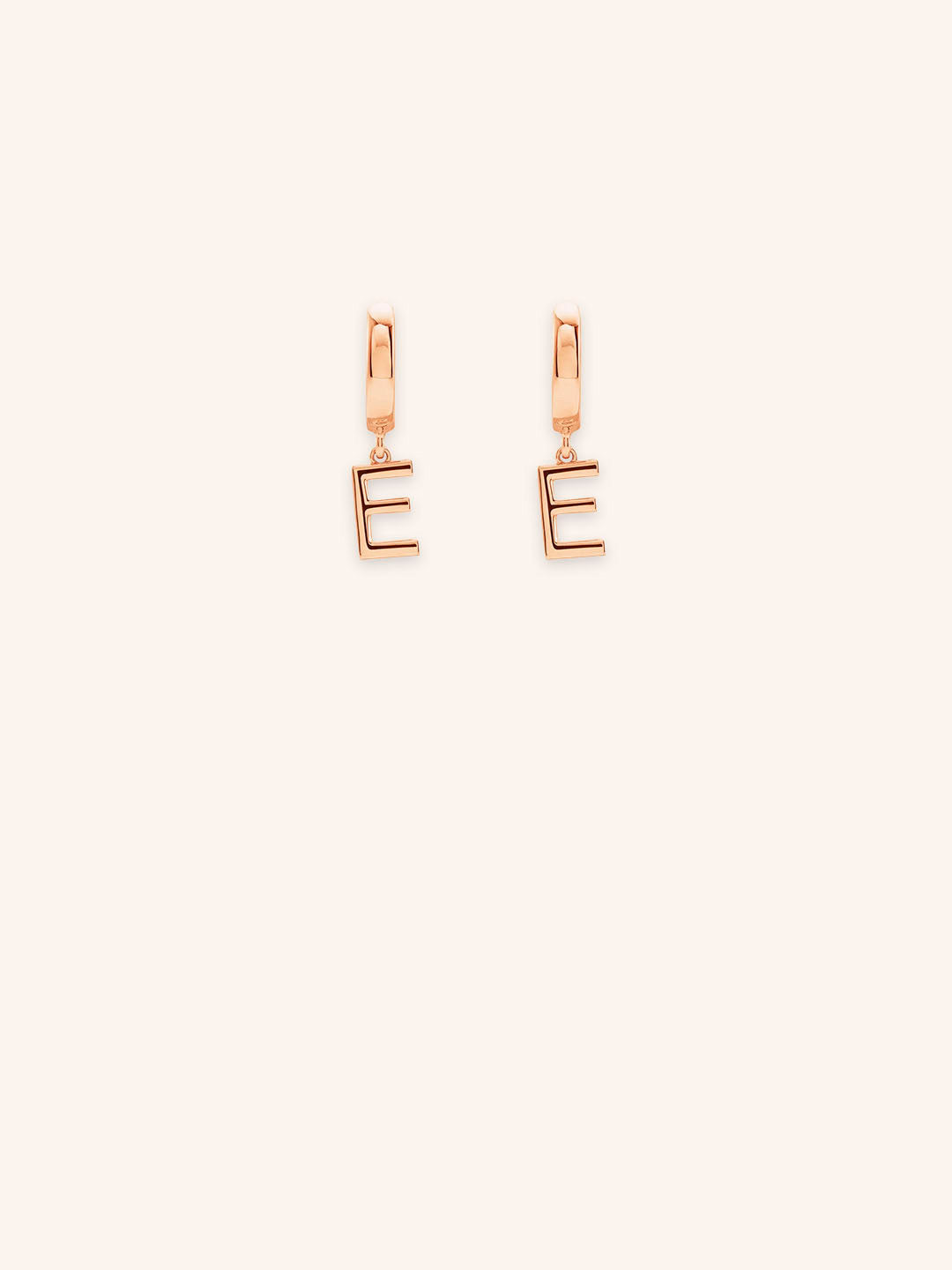 Initial "E" Huggie Earrings