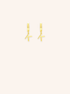 Initial "K" Huggie Earrings