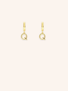 Initial "Q" Huggie Earrings