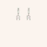 Initial "R" Huggie Earrings