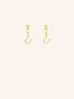 Initial "U" Huggie Earrings