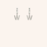 Initial "W" Huggie Earrings