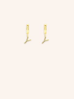 Initial "Y" Huggie Earrings