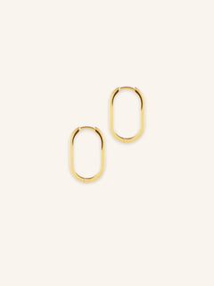 Elongated Oval Huggie Hoop Earrings