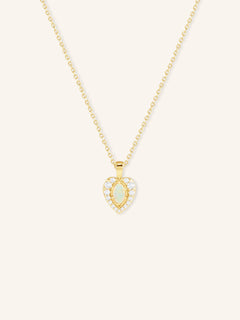Lacey Opal Diamond Heart Necklace